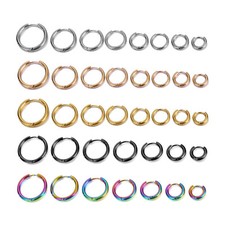10Pcs Surgical Steel Earrings Hoop Hinged Ear Rings Nose Lip Piercing 8mm-20mm