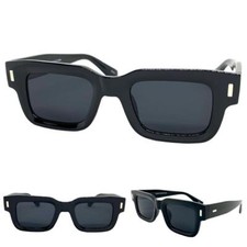 Classic Vintage Retro Style SUNGLASSES Thick Square Black Frame Super Dark Lens