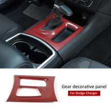 Central Gear Shift Box Panel Trim Decor Cover For Dodge Charger 2015+ Red Carbon