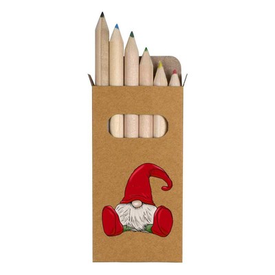 6 x 'Sitting Gonk' Short 85mm Pencils / Coloured Pencil Set (PE00037394)