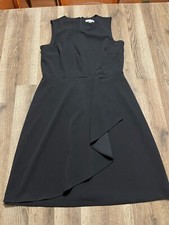 Calvin Klein Dress, Women's Size 10, Black, Sleeveless, Back Zip, Front Ruffle