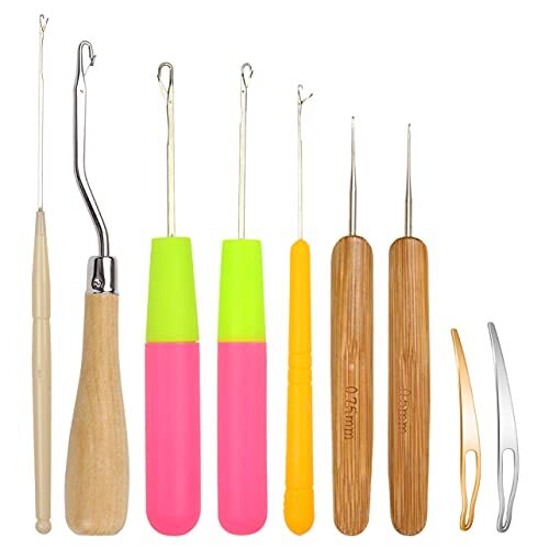 9 Pezzi Uncinetto Piegato Gancio Uncinetto Set di Aghi Dreadlocks (K7E)