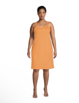 TERRA & SKY Sun Dress Size 2X 20W-22W Orange Semi Loose New