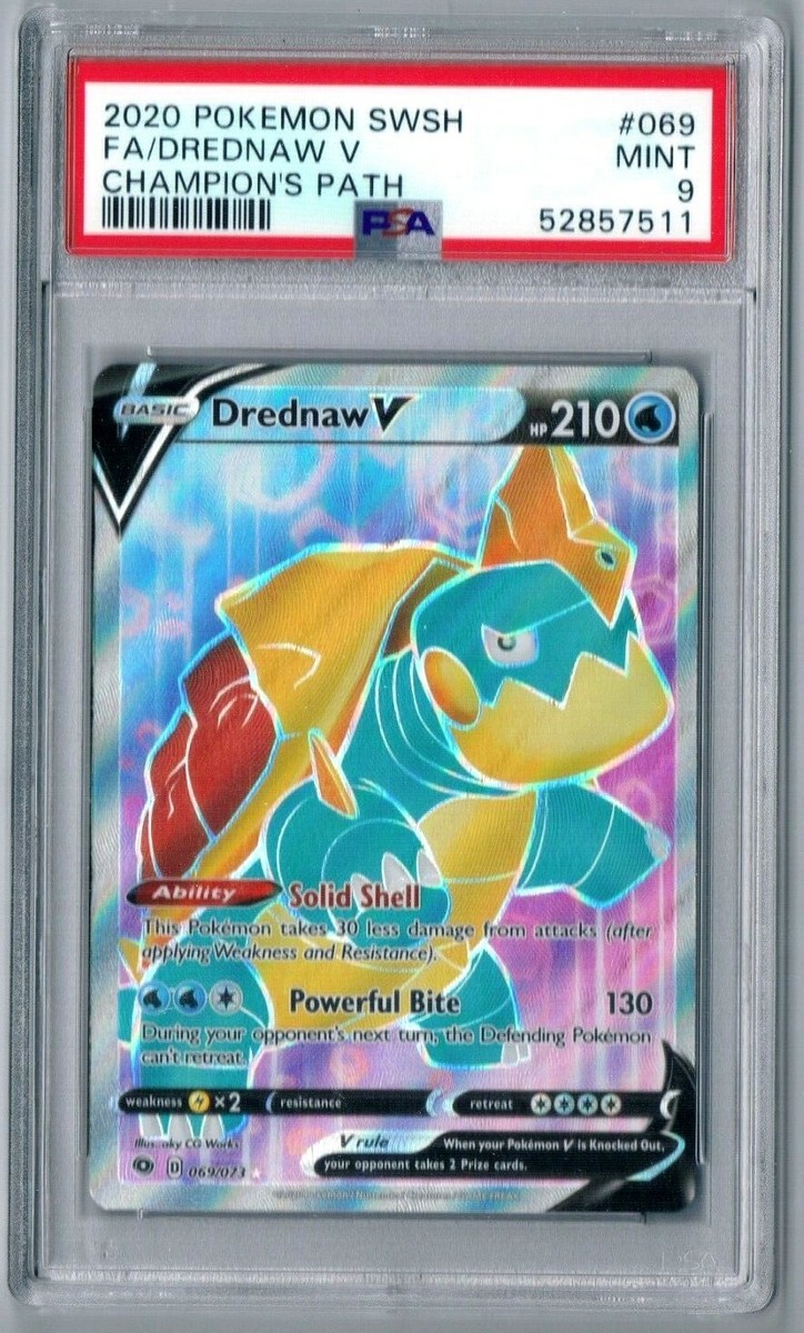 PSA 9 MINT 2020 Pokemon SWSH Drednaw V Holo Full Art Champion's