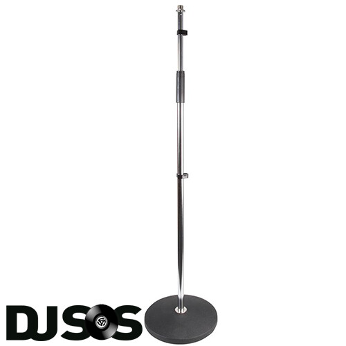 PULSE PLS00056 Silver Retro Round Base Microphone Mic Stand PA Stage Vocal