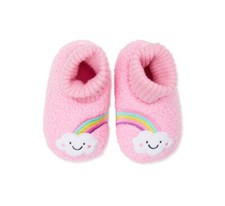 WONDER NATION Toddler Girls Size 6 Rainbow Bootie Slippers Pink