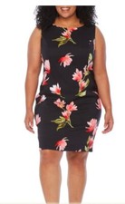New Alyx-Plus Sleeveless Floral Sheath Dress Black Size 14W