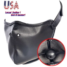 PU Half Face Mask With Mouth Gag Blindfold Bondage BDSM Women Men Slave Harness