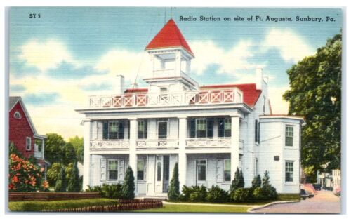 Carte postale du milieu des années 1900 station de radio Ft. Augusta, Sunbury, PA - Photo 1 sur 2