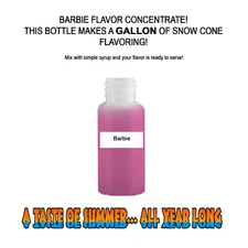 BARBIE MIX SNOW CONE/SHAVED ICE FLAVOR CONCENTRATE MAKES 1 GALLON