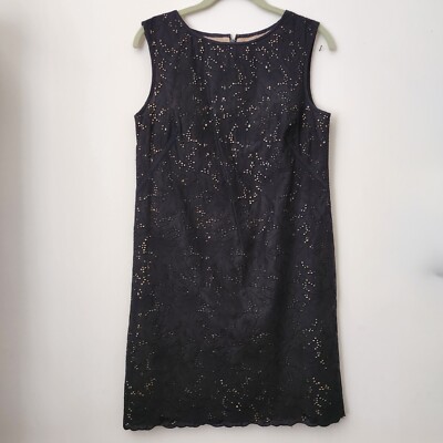 Ann Taylor Loft Black Floral Lace Design Fully Lined Sleeveless Dress 4  Cotton | eBay