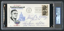 Joseph McCarthy d1996 signed autograph FDC MOH Recipient USMC WWII PSA Slabbed