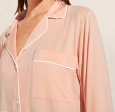 NWOT 148 Eberjey Women Gisele Tencel Modal Long PJ Set Small Peach Parfait/Ivory