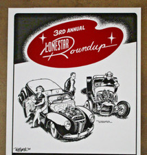 Out of Print Signed Keith WEESNER poster vtg FORD A Roadster Hot Rod FlatHead V8