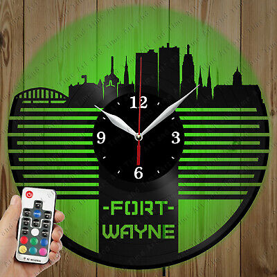 Details about   LED Vinyl Clock Fort Wayne Skyline LED Wall Art Decor Clock Original Gift 6300
