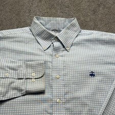 Brooks Brothers Oxford Button-Down Shirt Men XL Blue Check Gingham OCBD Slim