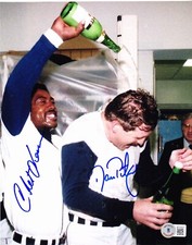 Chet Lemon (Dec)& Dan Petry signed 8x10 Detroit B&W pic-1984 WSC Beckett