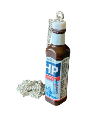 Handgefertigte BRAUNE SOSSENFLASCHE HALSKETTE tolle GESCHENKTÜTE Miniatur BRAT-Anhänger