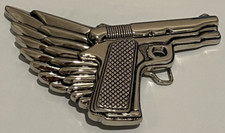 New Men Biker Silver Metal Belt Buckle Angel Wing Gun Pistol Trucker Hood Street
