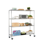 Chrome 4 Tier Shelving unit 360kg UDL 1838mm H X 1517mm W X 609mm D with Castors
