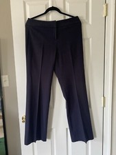 DARK BLUE PLEATED HIGH RISE DRESS PANTS