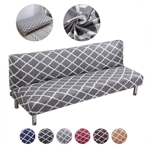 Armless Sofa Cover Futon Slipcover Stretch Folding Sofa Bed Couch Protector - 第 38/90 張圖片