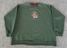 M C Sportswear VTG Sweatshirt Green Red Embroidered Birds Grandmacore Cottage