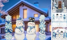 4 Pcs Christmas Outdoor Decorations Snowman Snowflake Yard Signs with Stakes