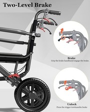 Wheelchairs for Adults Transport Chair Lightweight Foldable with Handbrakes.
