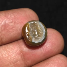 Ancient Near Eastern Sassanian Sassanid Banded Agate Stone Intaglio Seal