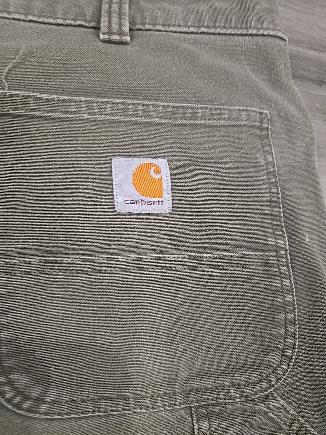 Carhartt Double Knee Pants Mens 36x34-Tag Olive Green Canvas Relaxed Fit Utility thumbnail 12