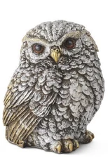 K & K Interiors - Silver and Gold Metallic Resin Owl Figurine - 41360A