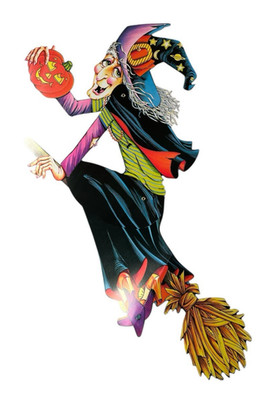 Vintage Beistle Jointed WITCH 1991 up to 30'' Witch on Broom Good Used
