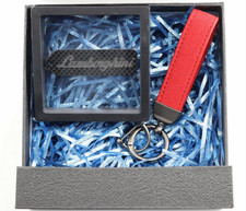 Lamborghini Real Carbon Fiber Car Logo Keychain Key Ring NIB