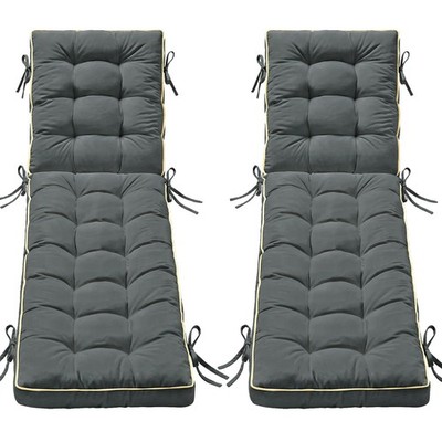 2 Pack Folding Chaise Lounge Cushion Quick Dry 72x21 Inch Gray Outdoor