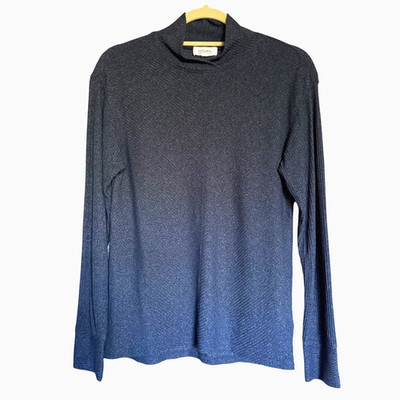 Haven Well Within Blue Mock Neck Long Sleeve Ribbed Knit Top
