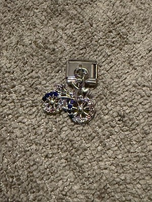 Neu CZ Fahrrad Hänger Silber Charm passt allen 9mm klassisches italienisches Armband