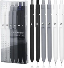 Ddaowanx Gel Pens, 0.5mm 1 Count (Pack of 6), 6Pcs-Black Gray White-Black Ink 