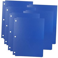 6 Pack Heavy Duty Plastic Two Pocket Folders, Binder Dividers with Dark Blue
