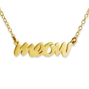 Authentic Azaggi Gold Plated Script Word MEOW Kitty Cat Pet Animal Pendant Necklace