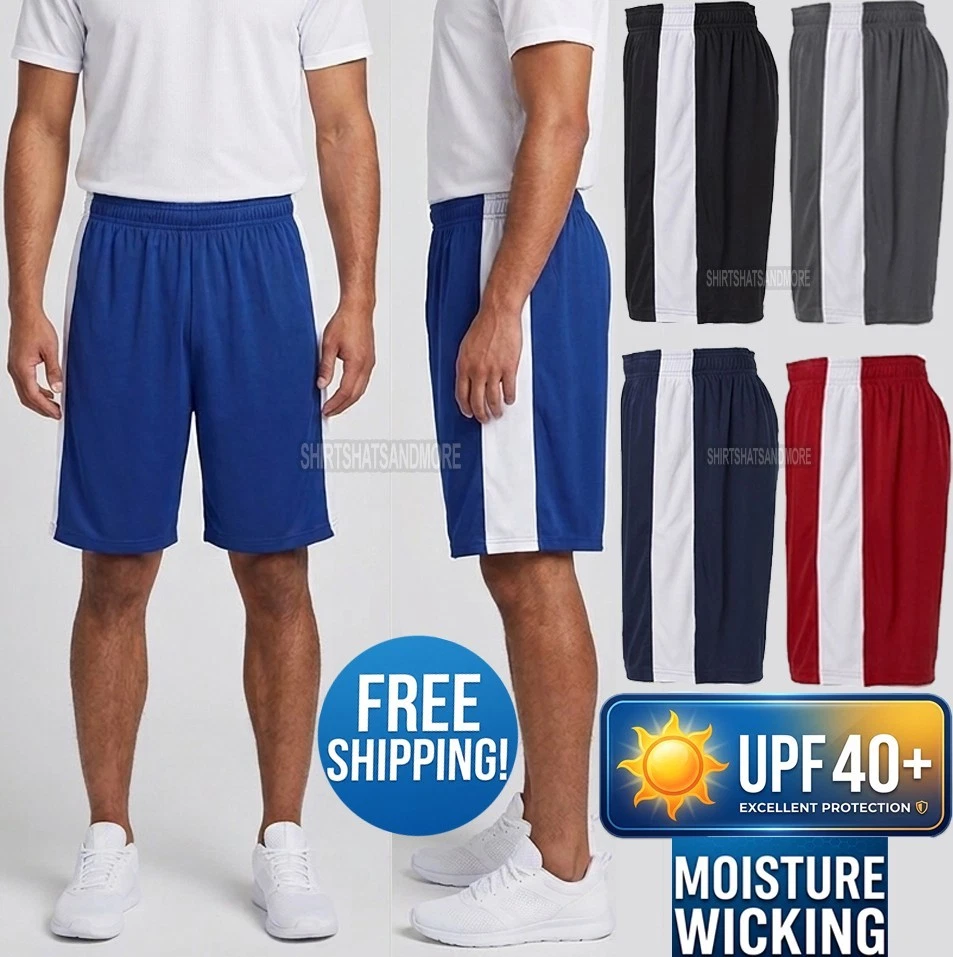 Mens Basket Ball Athletic 9" Shorts Moisture Wicking Training Gym UPF 40+ XS-4XL