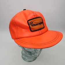 ithacagun Trucker Hat Cap Orange Vinyl Hunting Medium Made in USA Vintage