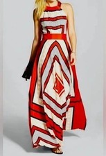 NWT Eliza J Scarf Print Crepe de Chine Halter Dress Size 4
