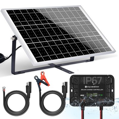 ECO-WORTHY Solar Kit 25W 12V Solar Battery Charger Trickle Maintainer, 25W Solar