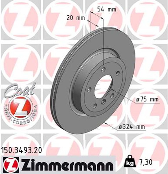 2X Zimmermann Bremsscheibe Coat Z 150.3493.20 FüR Z4 E89 BMW Roadster Sdrive-image