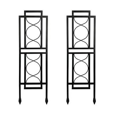 2 Pack 31.5'' Hx8'' W Black Metal Chic Garden Trellis for Climbing Plants - O...