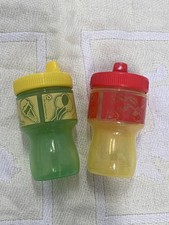 2 Playtex 1999 Toddler Big Sipster Sippy Cup Green Yellow Cars Party Balloons