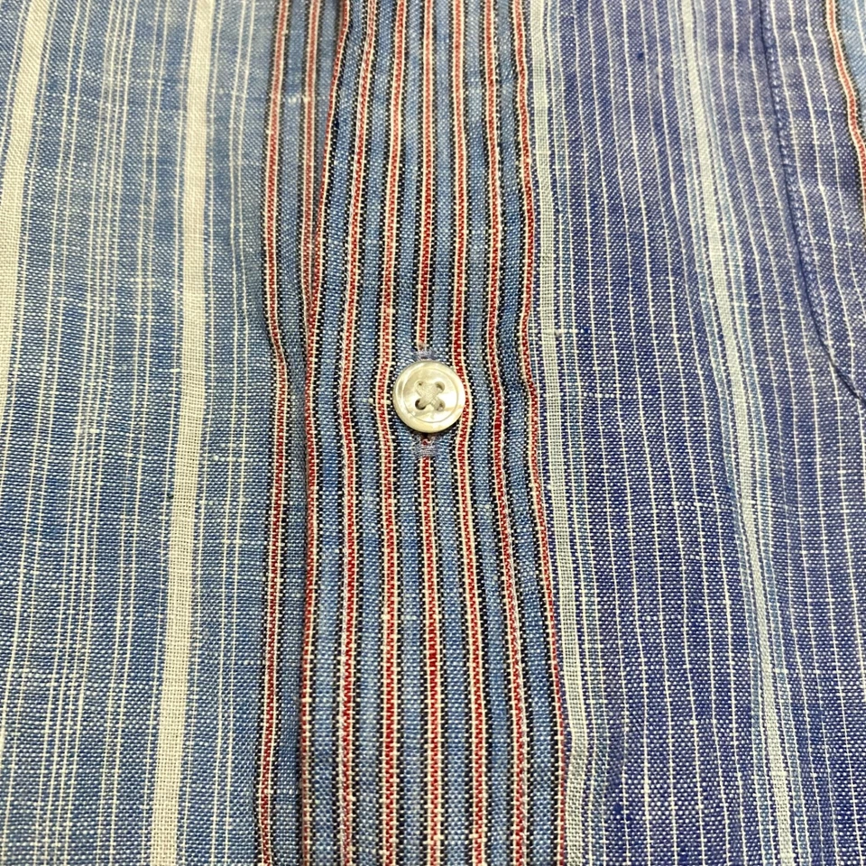 J. McLaughlin Mens Medium Shirt Multicolor Striped Button-Front Linen - Image 4 of 4