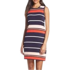 ELIZA J Striped Sleeveless Sheath Dress XL Rayon Blend Office Wear