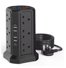 17 in 1 UK Plug Tower Extension Lead USB C USB A Surge Protector 1.8M Cable 18W